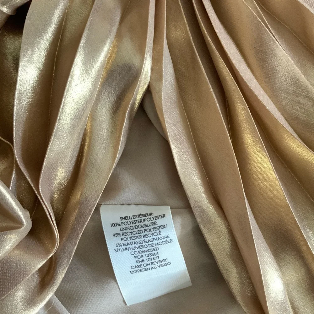 Alice + Olivia Tresa Pleated Gold Maxi Dress Size 12 New with Tags - Picture 8 of 10